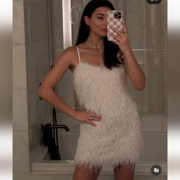 Zara Fringe Mini Dress White Size M - Picture 9 of 16
